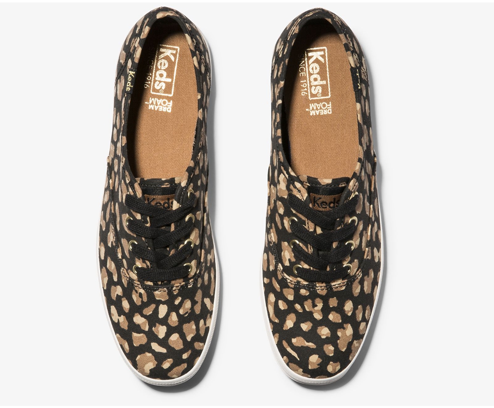 Keds Sneaker Damen Schwarz/Leopard - Champion Animal - AFM-724913